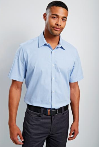 Microcheck (Gingham) short sleeve cotton shirt